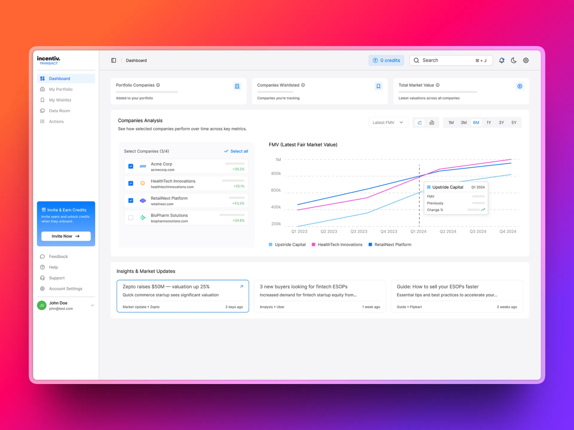 Transact private liquidity interface
